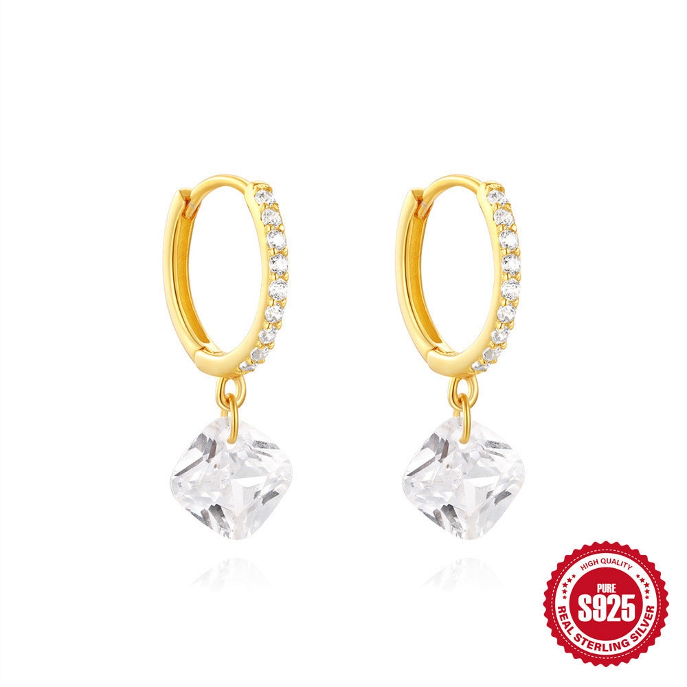 S925 Sterling Silver Classic Diamond Eardrop Earring