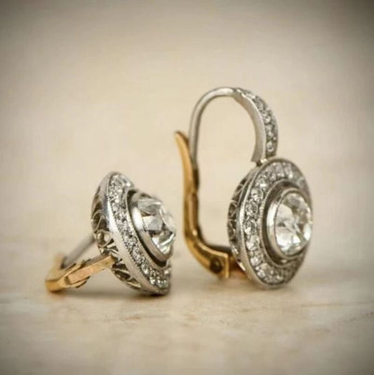 Vintage Style Rhinestone Surround Crystal Round Earrings